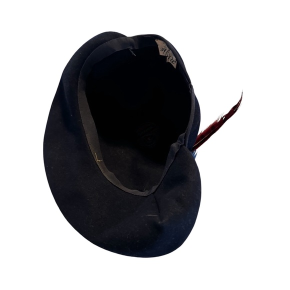 Vtg Ricki Original Black Fur Felt Merrimac Hat Colorful Feathers Half Bowler - Picture 10 of 10